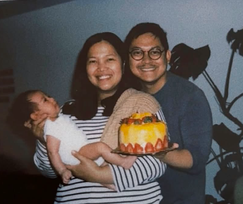 Dave and his family at home